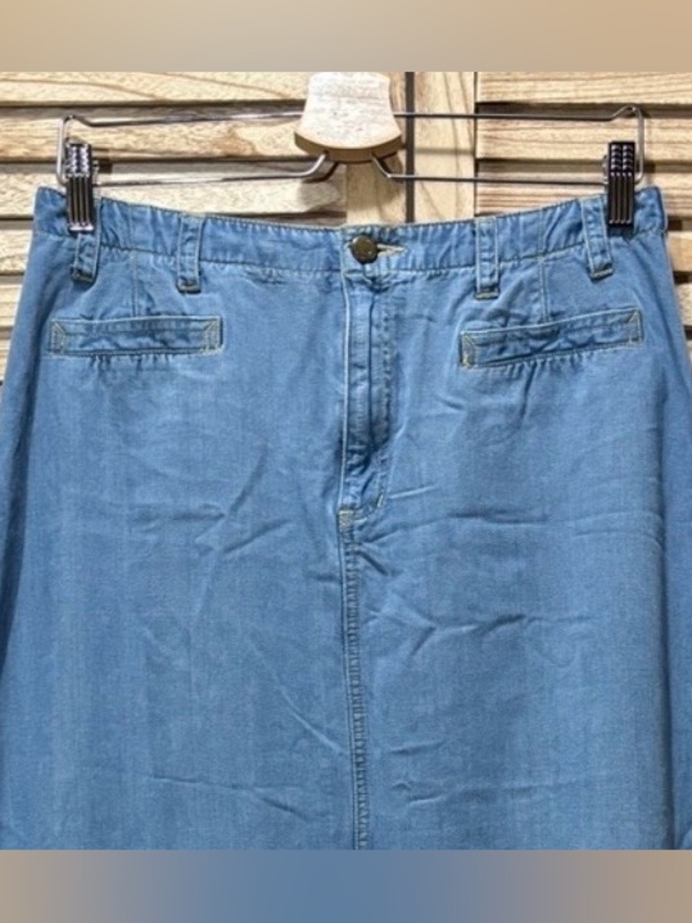 VTG Liz Claiborne Denim Maxi Skirt Size 12 Cottagecore A-Line Modest Long Boho - Picture 4 of 6